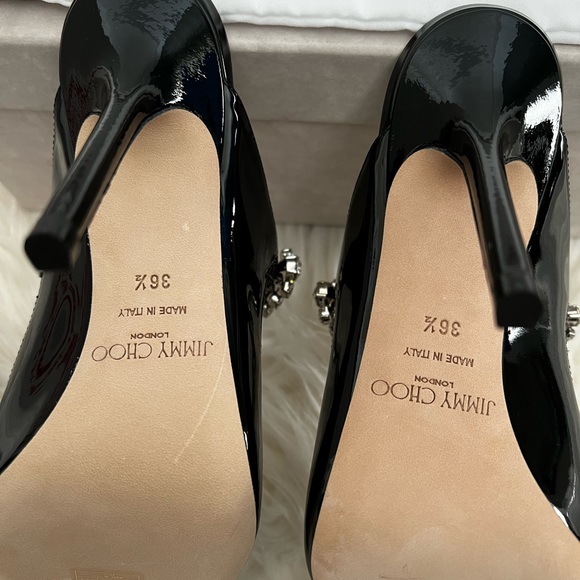JIMMY CHOO Patent Crystal Bing 100 Pumps 36.5 Black - Picture 8 of 10